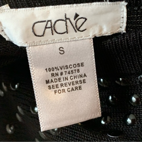 CACHE' Black Open Back Embellished Dolman Sleeve Knit / Sweater Dress Small - Picture 5 of 6